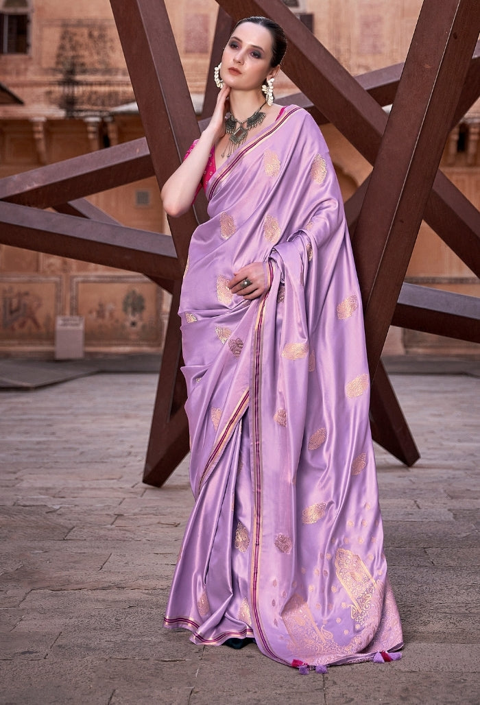 Orchid Purple Pure Sattin Saree