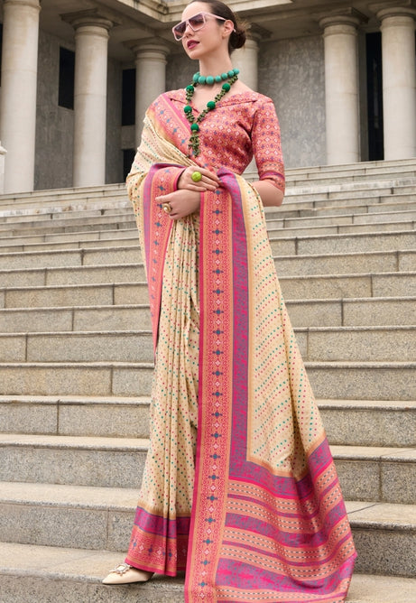 Soft Beige Pure Soft Banarasi Silk