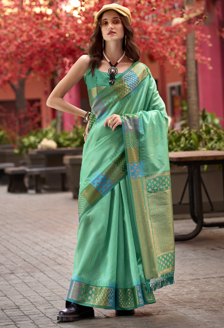 Sea Green Banarasi Silk Saree