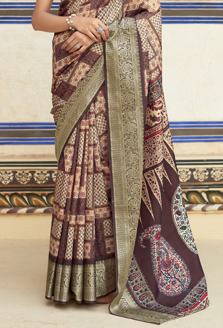 Congo Brown  Dola Viscose With Print