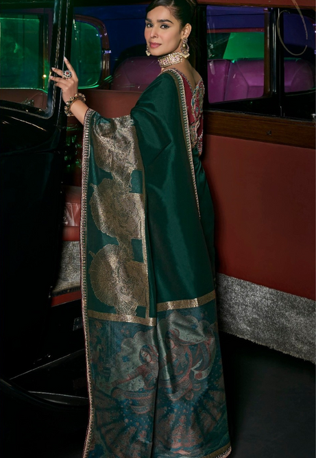 Elegant Green Pure Silk Saree