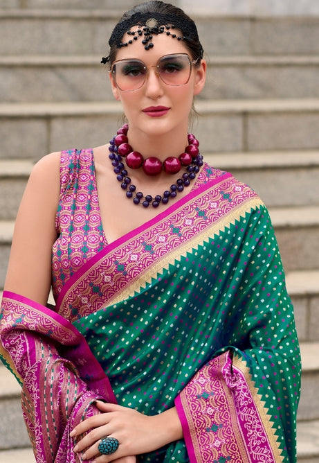 Pine Green Pure Soft Banarasi Silk