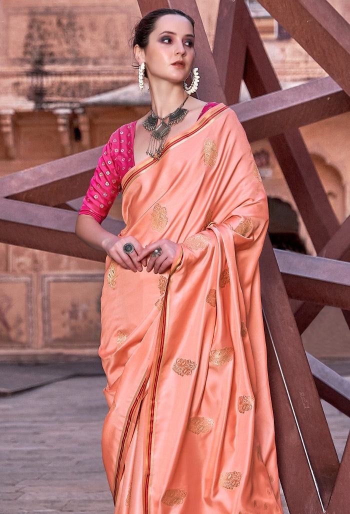 Copper Orange Pure Sattin Saree