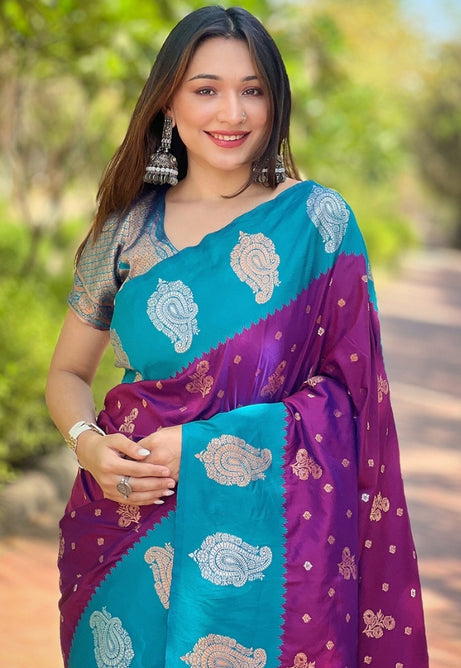 Wine Paithani Silk Saree