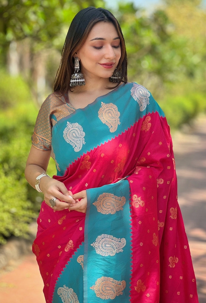 Crimson Red Paithani Silk Saree