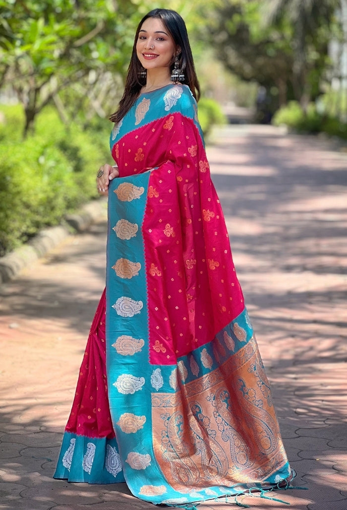 Crimson Red Paithani Silk Saree