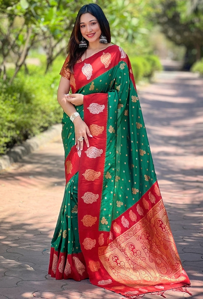 Emerald Green Paithani Silk Saree