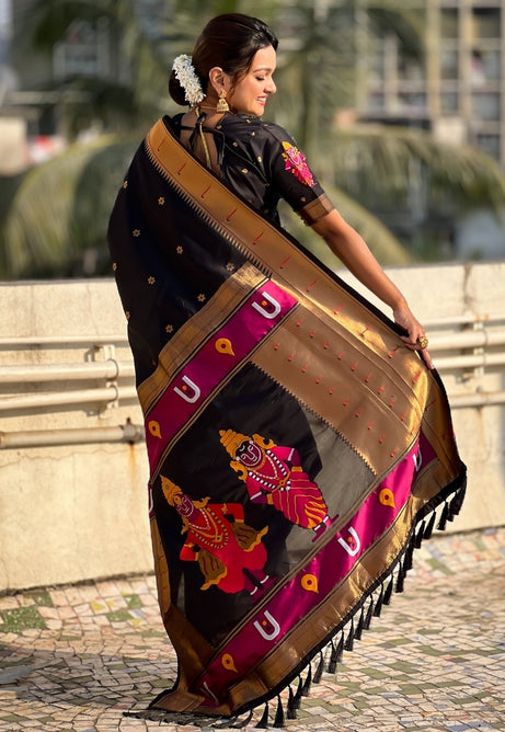 Midnight Black Soft Silk Saree