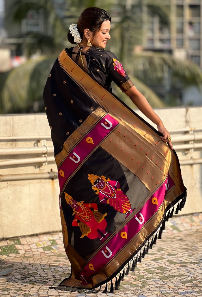 Midnight Black Soft Silk Saree