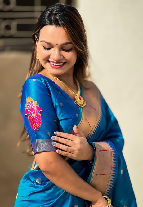 Ocean Blue Soft Silk Saree