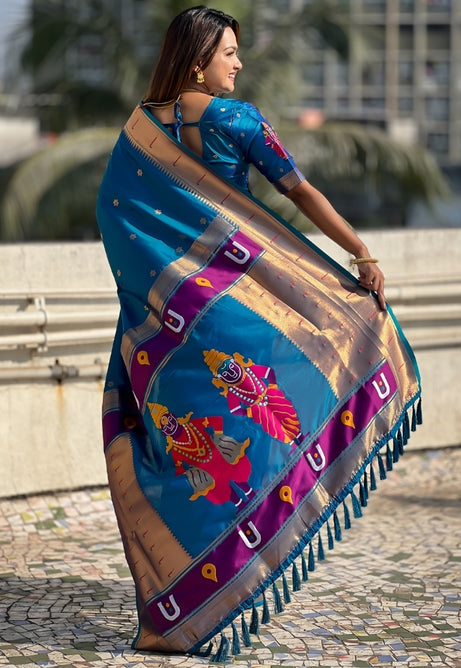 Ocean Blue Soft Silk Saree