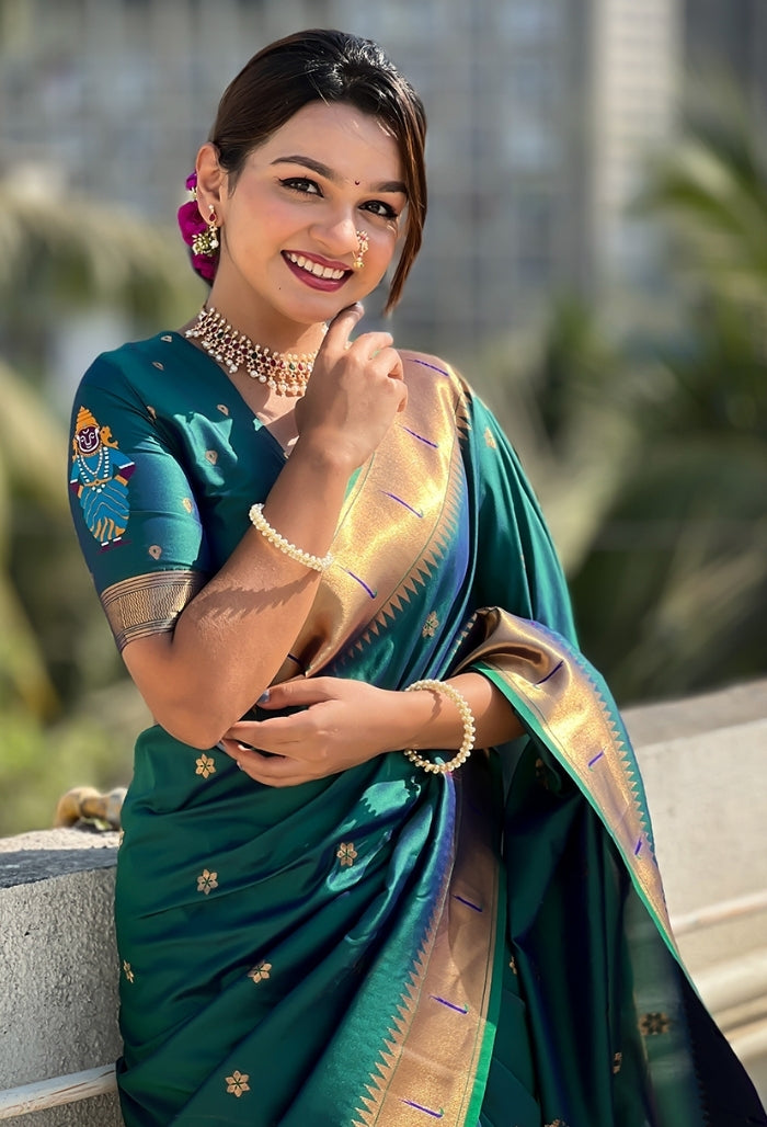 Forest Green Soft Silk Saree