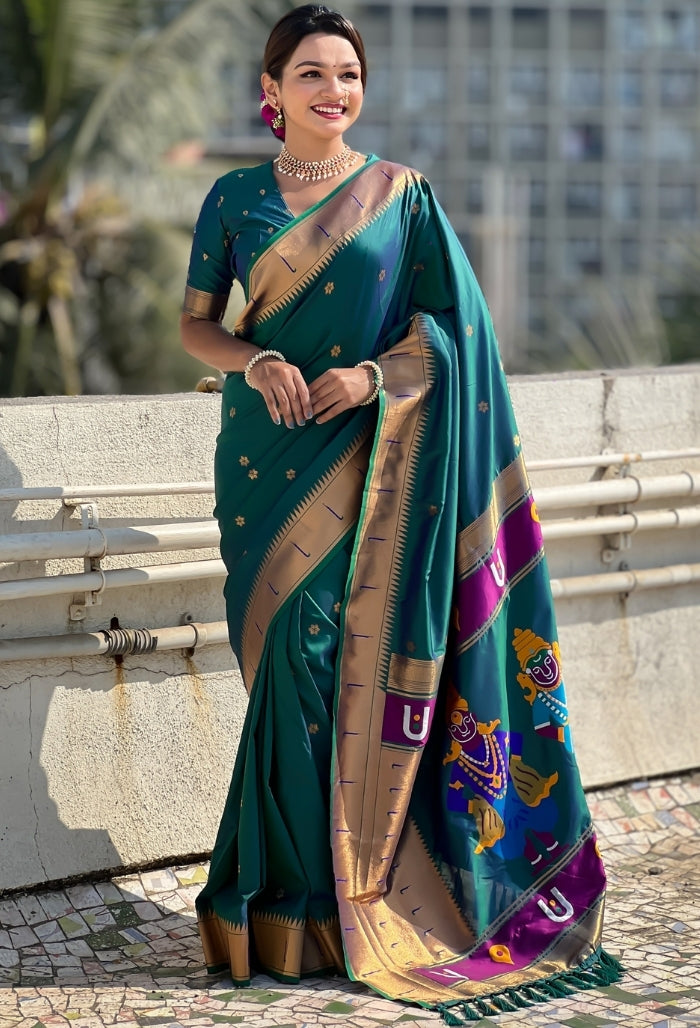 Forest Green Soft Silk Saree