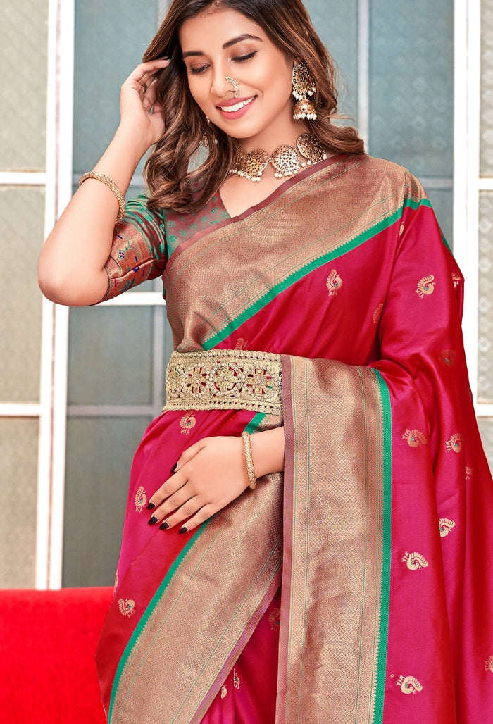 Petal Pink Soft Peshwai Paithani Silk Saree