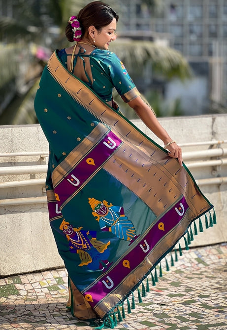 Forest Green Soft Silk Saree