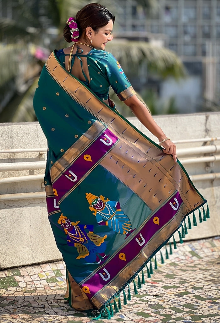 Forest Green Soft Silk Saree