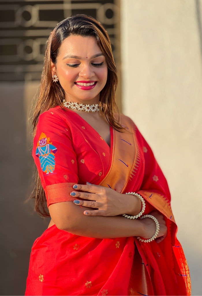 Scarlet Red Soft Silk Saree