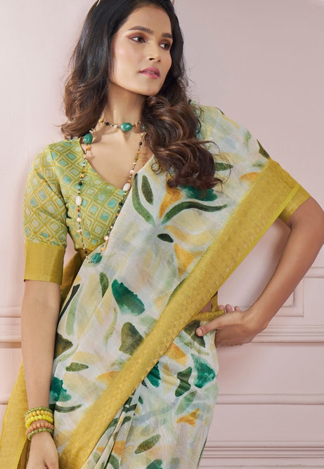 Turmic Yellow Modal Silk With Beautiful Colorfull Prints