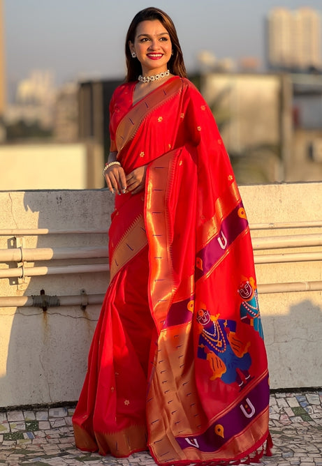 Scarlet Red Soft Silk Saree