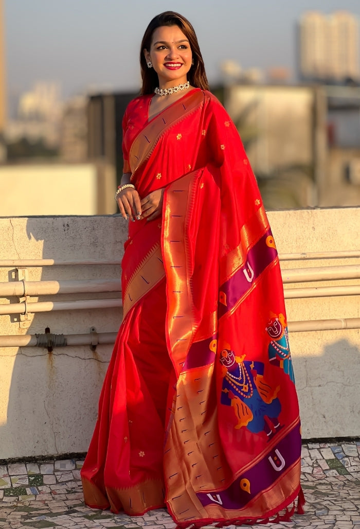 Scarlet Red Soft Silk Saree