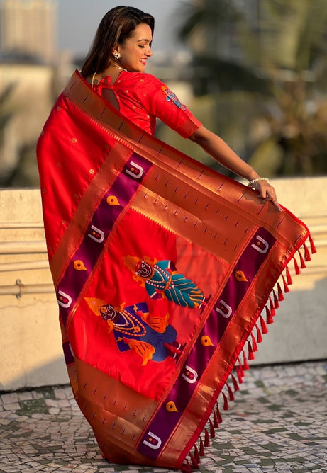 Scarlet Red Soft Silk Saree