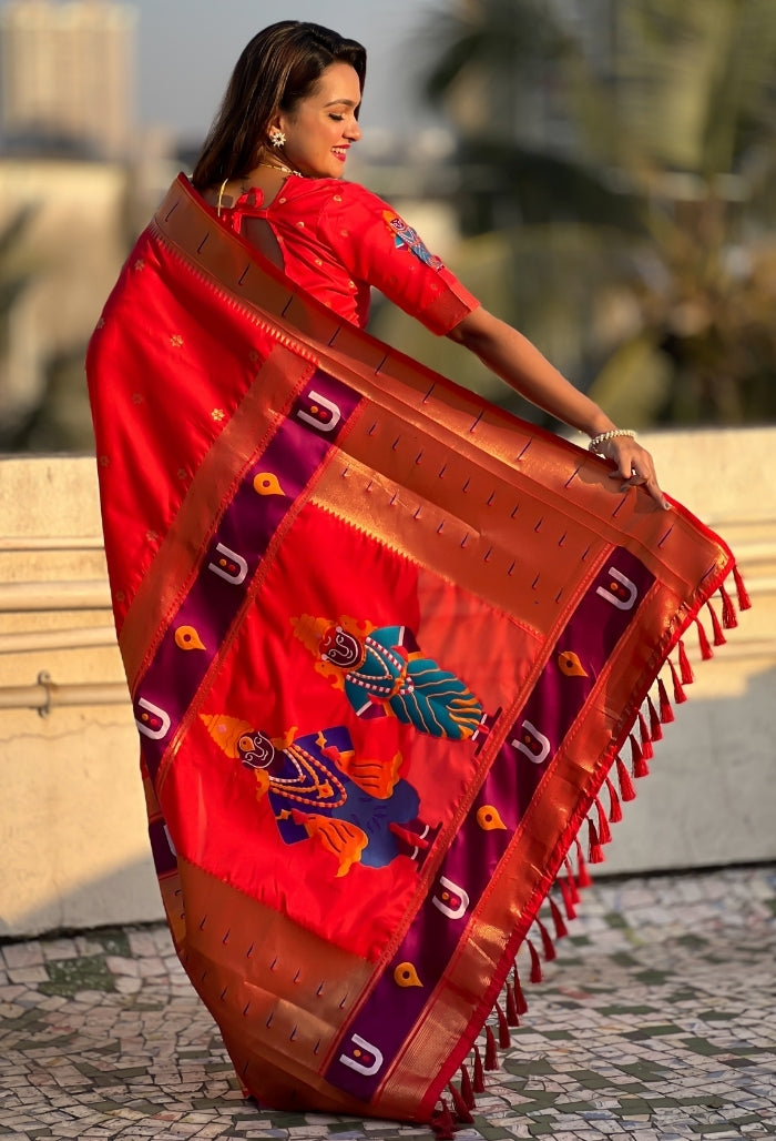 Scarlet Red Soft Silk Saree