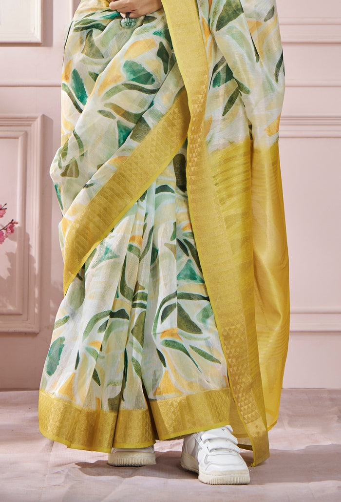 Turmic Yellow Modal Silk With Beautiful Colorfull Prints