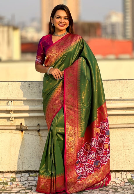 Emerald Green Pure Tissue Saree
