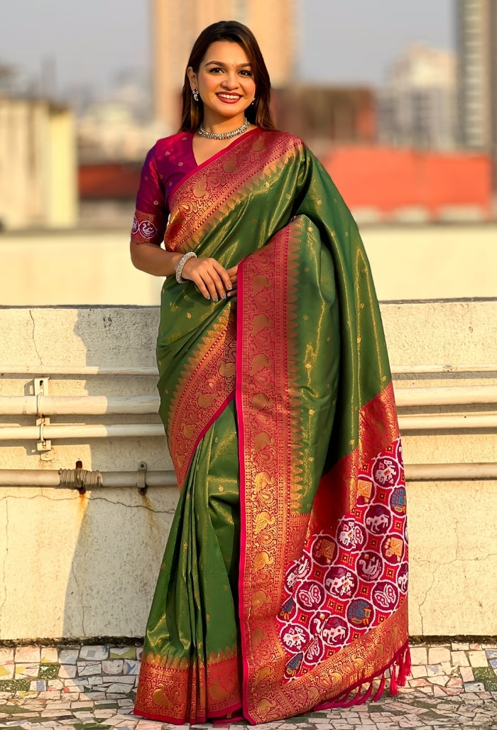 Emerald Green Pure Tissue Saree