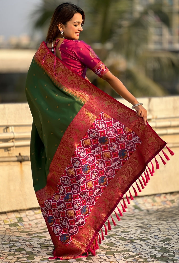Emerald Green Pure Tissue Saree