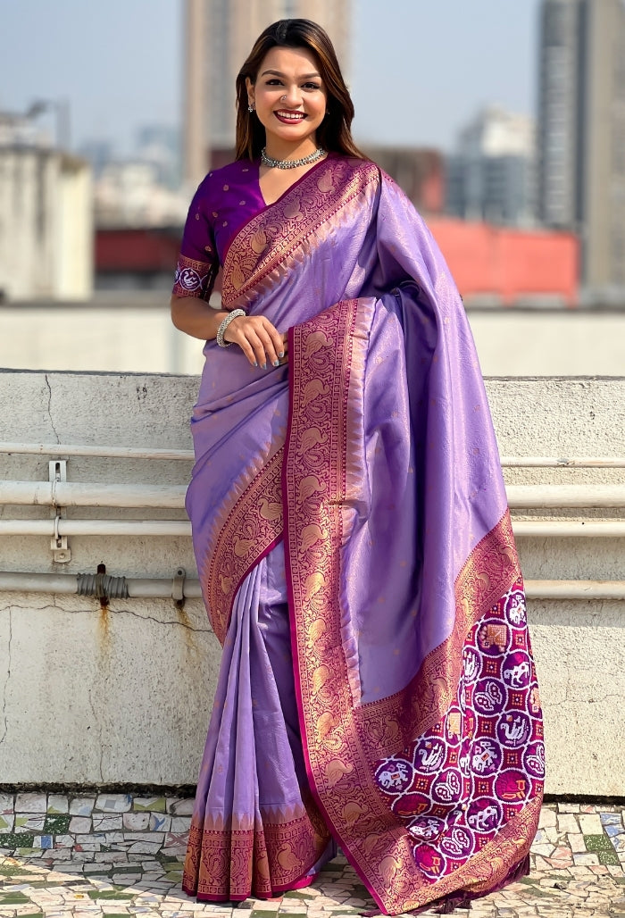 Lavender Violet Pure Tissue Saree