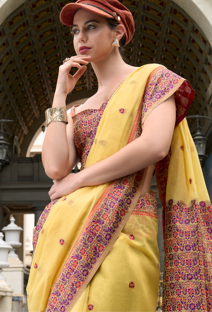 Marigold Luxe Linen Saree