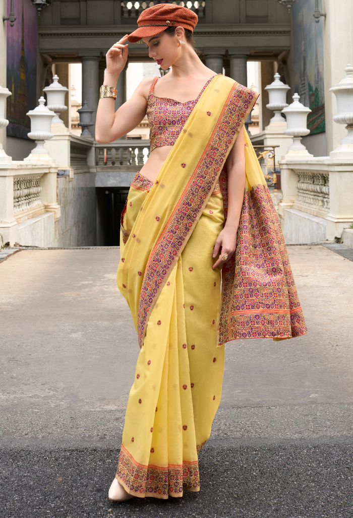 Marigold Luxe Linen Saree