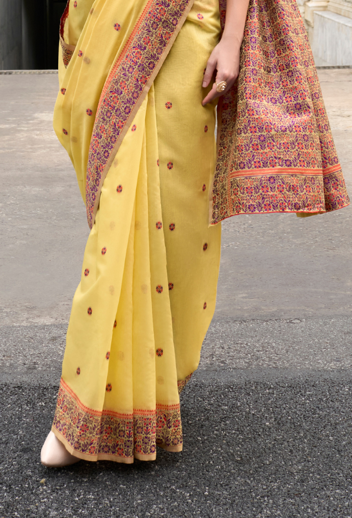 Marigold Luxe Linen Saree