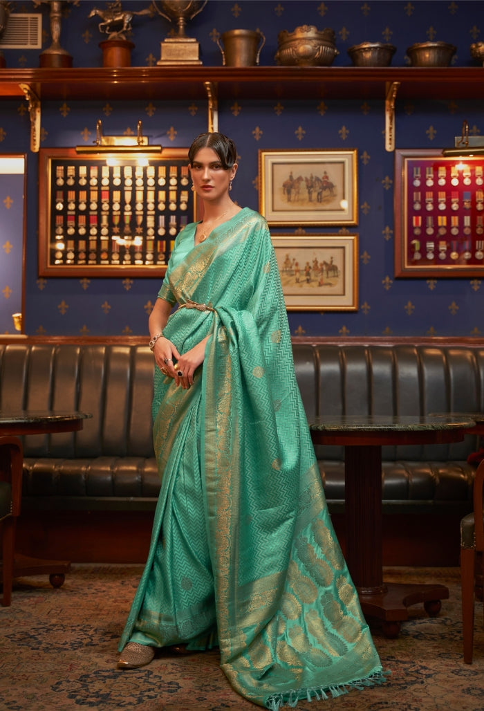 mint green pure satin silk saree