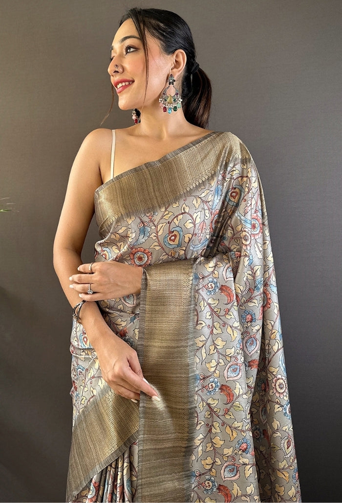 Vibrant Multi-Color Tussar Silk Saree