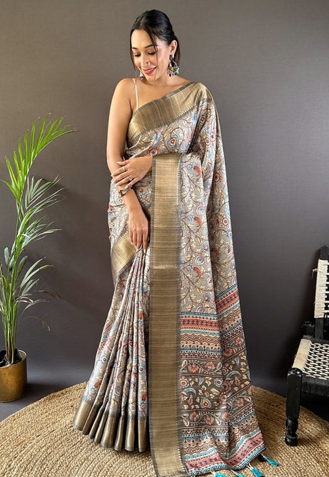 Vibrant Multi-Color Tussar Silk Saree