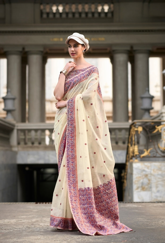 Pearl Glow Linen saree