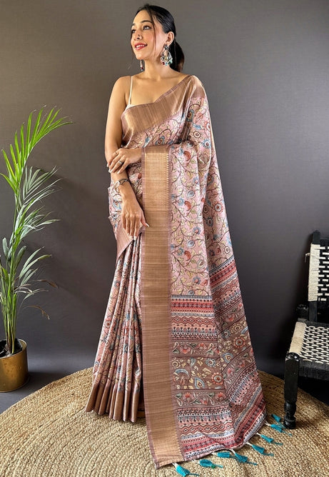 Delicate Light Pink Tussar Silk Saree