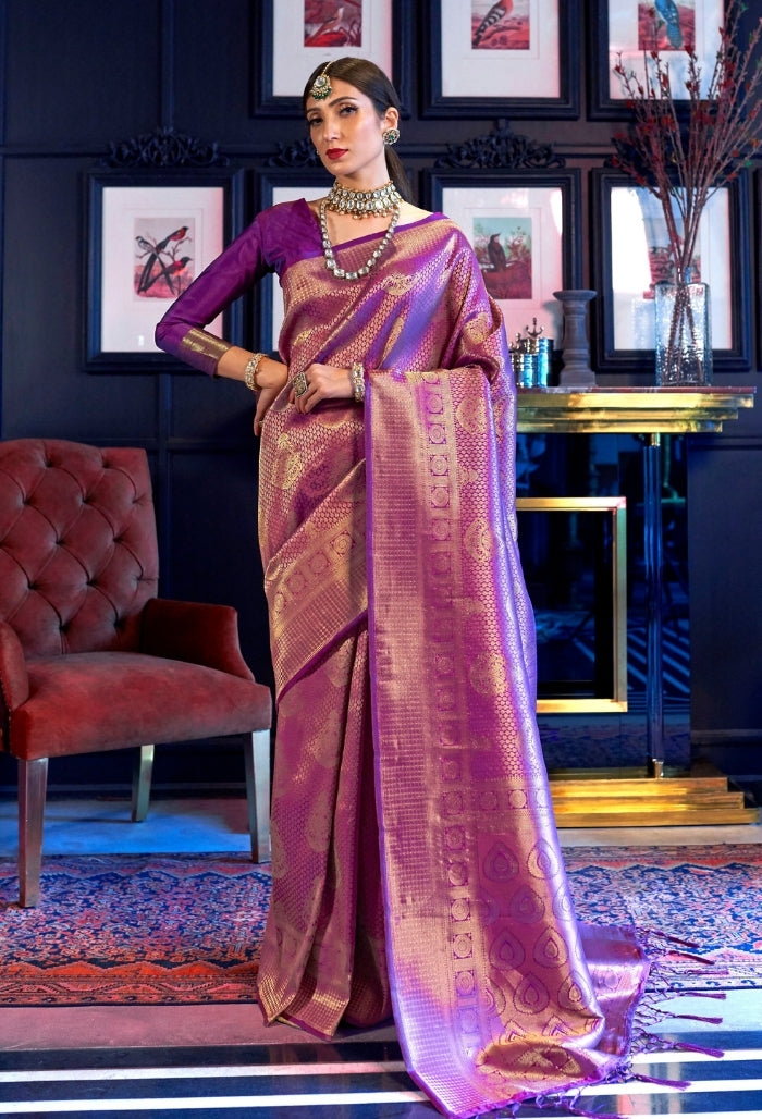 Plum Handloom Silk Saree