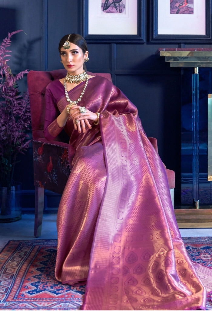 Plum Handloom Silk Saree