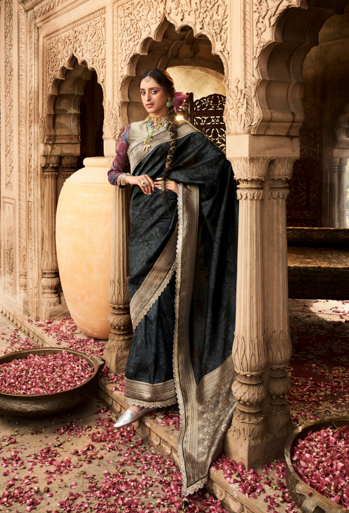 Midnight Charm Pure Banarasi Silk Saree