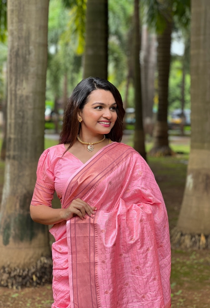Blush Pink Paithani Silk Saree