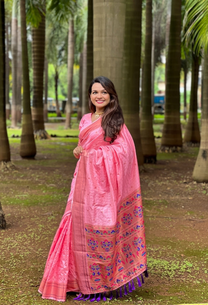 Blush Pink Paithani Silk Saree