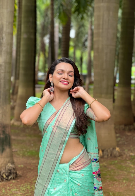 Serene Seagreen Paithani Silk Saree