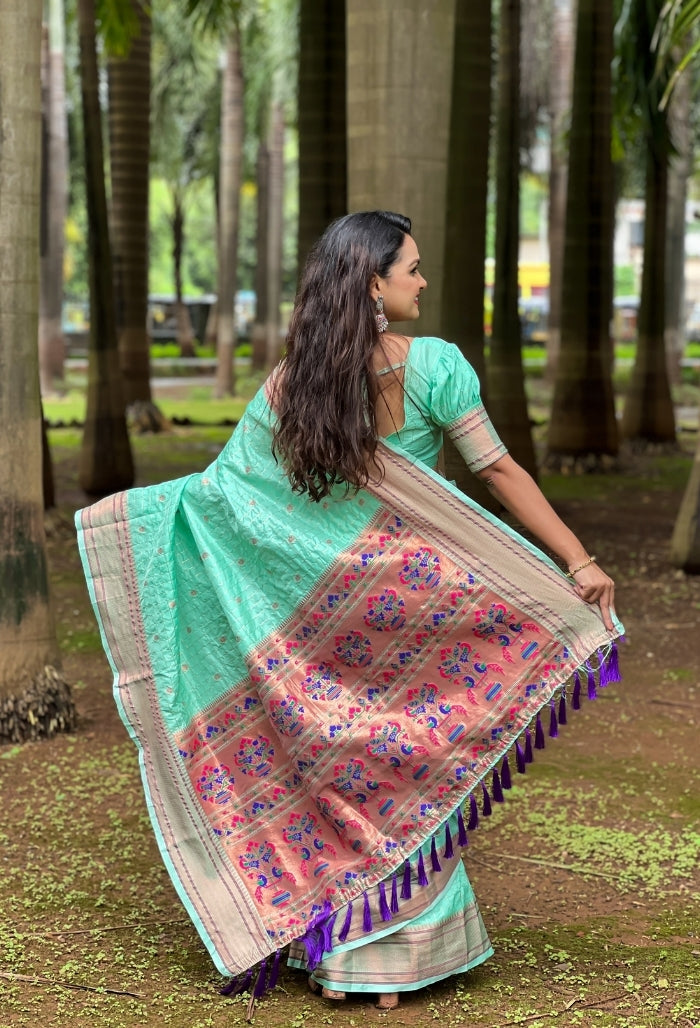 Serene Seagreen Paithani Silk Saree