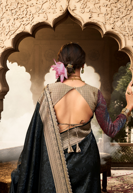 Midnight Charm Pure Banarasi Silk Saree