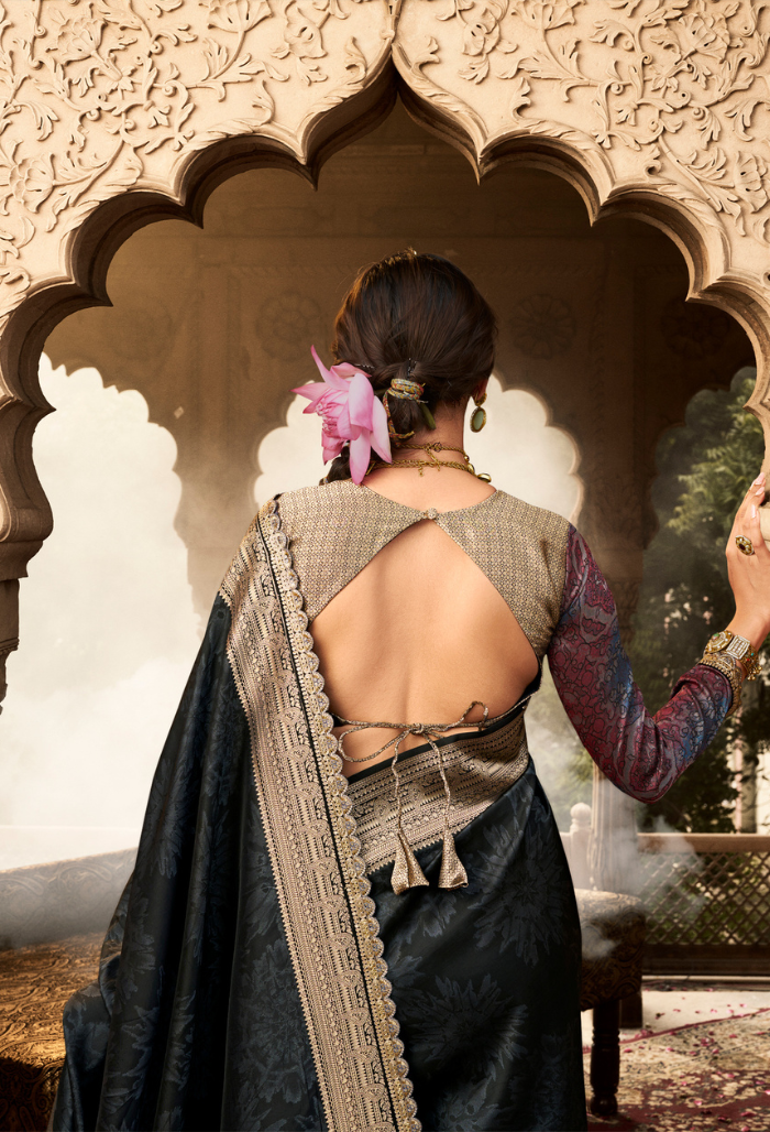 Midnight Charm Pure Banarasi Silk Saree