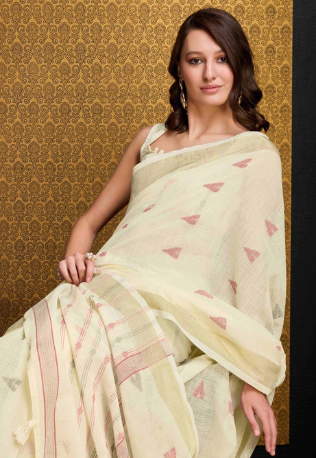 Elegant Cream Organza Saree