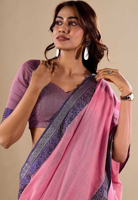 Delicate Pink Cotton Saree